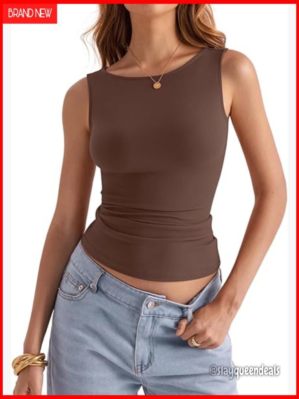 Slim Fit Boat Neck Tank Top, Lightweight Summer Shirt, Y2K Fashion